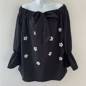 New Plus Size Beaded Black Blouse size 2XL